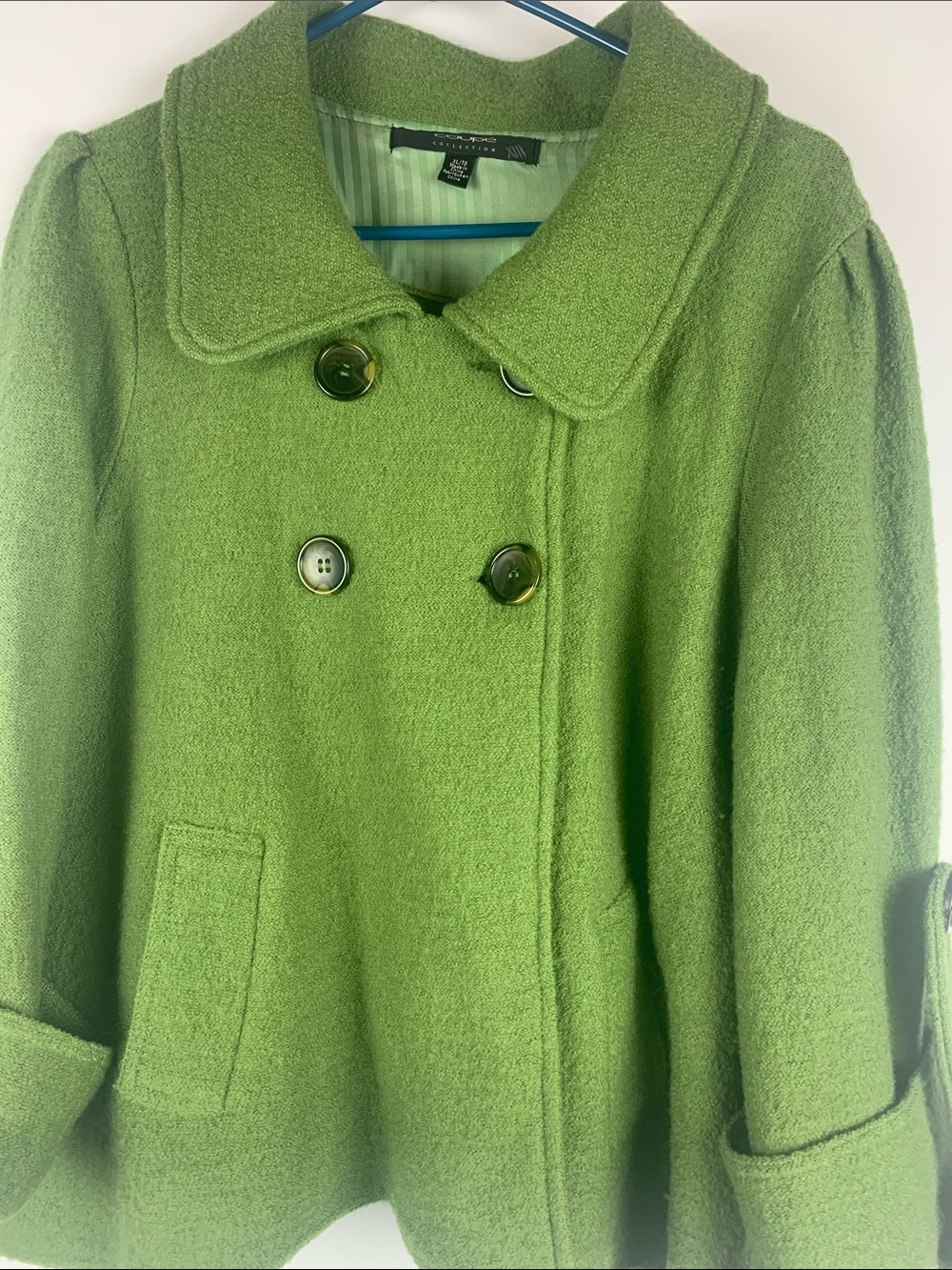 Coupe collection Green Wool Blend Double-Breasted Pra Coat Retro Mod XL